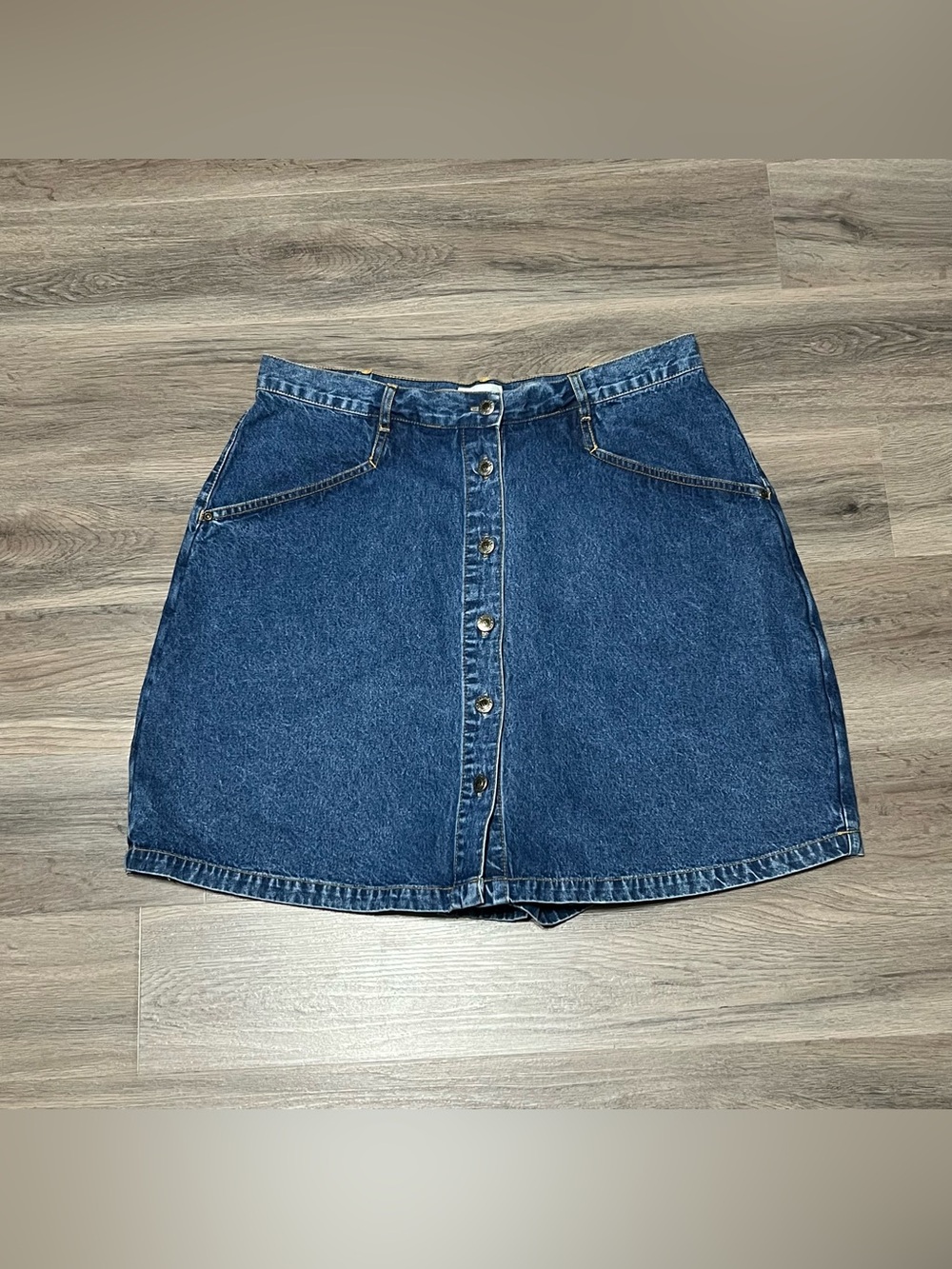 Vintage Westport Denim Women's 16 Blue Jean Skort Button Up 100% Cotton Pockets